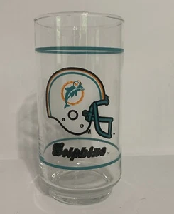 Vintage 1980’s NFL Miami Dolphins Football Mobil 12 oz Collectors Glass - Picture 1 of 5