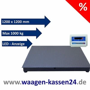 Bodenwaage 1000kg 1200 x 1200 mm Paketwaage Plattformwaage Waage Industriewaage - Bild 1 von 1