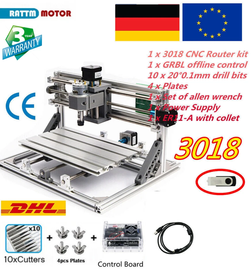 【DE】CNC3018 DIY Small CNC Router GRBL Control Fräsmaschine pvc pcb Laser Machine - Bild 1 von 4