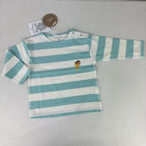 Polarn O. Pyret Blue Striped Ice Cream Long Sleeve Tee NWT 4-6M - Picture 1 of 9