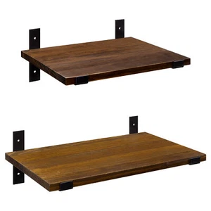 Estantes flotantes de madera con soporte de metal para baño cocina dormitorio - Imagen 1 de 8