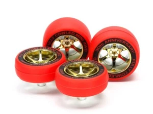 Tamiya 95665 Full Cowled Mini 4WD 30th Anniversary Gold Plated Wheel w/Red Tires - Picture 1 of 1