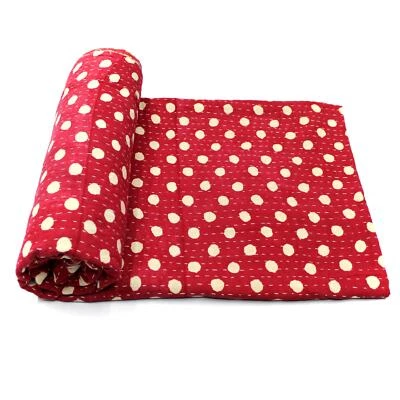 Vintage Kantha Quilt Indian Handmade Cotton Bedspread Sashiko Throw Bedding - Image 1 of 4