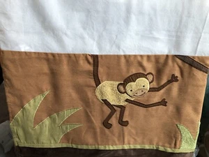 LAMBS & IVY nursery BABY COCOA CRIB SKIRT DUST RUFFLE MONKEY JUNGLE BROWN GREEN - Picture 1 of 4