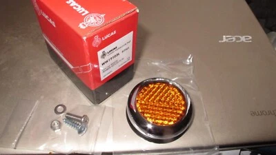 Round AMBER REFLECTOR genuine Lucas RER25 Triumph 650 500 Unit Twins BSA Norton - Image 1 of 4