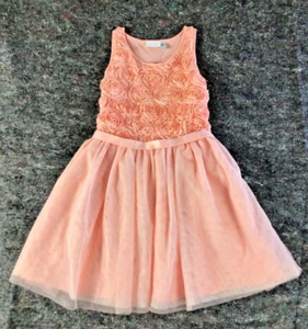 Girls Size 16 Peach Floral Summer Easter Party Dress Tulle Skirt - Picture 1 of 12