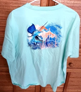 T-shirt maglietta Guy Harvey uomo 2XL XXL PESCA TRAMONTO PESCE VELA - Foto 1 di 5