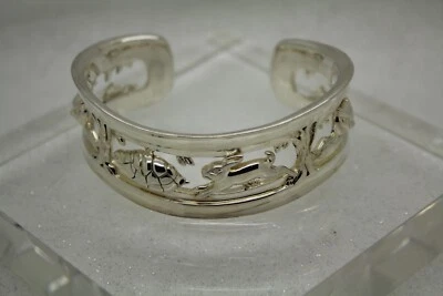 .925 Silver BARRY KIESELSTEIN CORD 2004 TURTLE, RABBIT, OWL CUFF 6.5 " 64g - Image 1 of 4