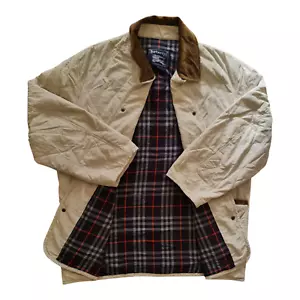 Chaqueta acolchada vintage Burberry diamante cuadros Nova talla 58 beige cuello pana - Imagen 1 de 18