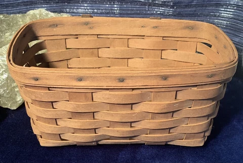 1988 Signed Rectangle Longaberger Basket 10in x 5in and 5in deep Cover