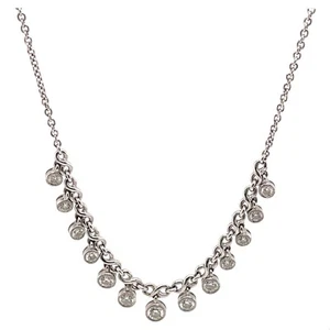 0.82ct Dangling Bezel Set Diamond Necklace 18k White Gold - Bild 1 von 5