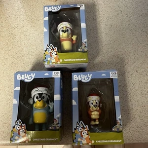 Bluey’s Family Bingo, Mum & Dad Holiday Christmas Ornaments Set of 3 NEW! NIB - Picture 1 of 5
