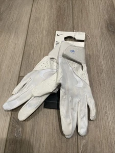 Nike Alpha Adult Baseball Batting Gloves Pair WHITE | WHITE SM - Picture 1 of 4