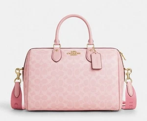 NWT Coach Rowan Large Satchel Bag In Signature Canvas CAO77 /powder pink - Picture 1 of 6