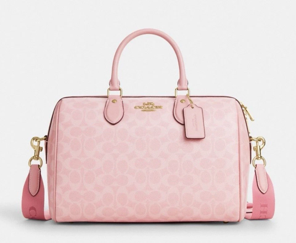 Coach Rowan Large Satchel Bag In Signature Canvas CAO77 /powder pink