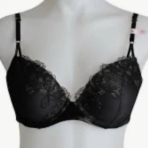 Victoria's Secret sehr sexy gepolsterter Push Up BH schwarz Spitze Kunstleder 32B - Bild 1 von 16