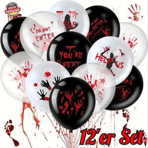 12x Horror Luftballons Gruselige Halloween Ballons Deko Party Ballon Set Blut - Bild 1 von 8