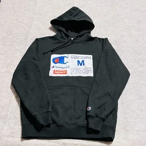 Champion Supreme MEDIUM Black Sweatshirt Hoodie Iconic Streetwear Rare Limited - Bild 1 von 8