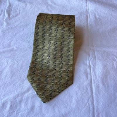 布加迪男式领带金色纹理 100% 进口丝绸领带波浪细节 — 第 1/4 张图片