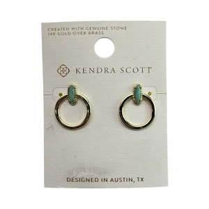 Kendra Scott Creolen Ohrstecker Emma grün echter Stein 14K Gold über Messing - Bild 1 von 4
