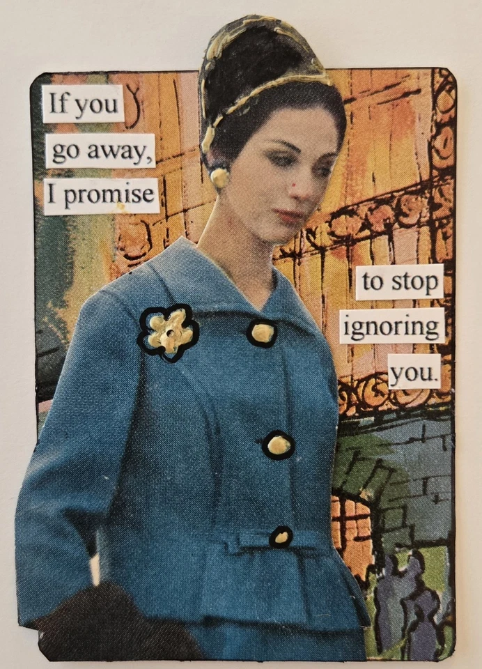 Tarjeta de arte collage de medios mixtos ACEO ATC de colección McCalls Snarky Women Go Away  Foto 1 de 1