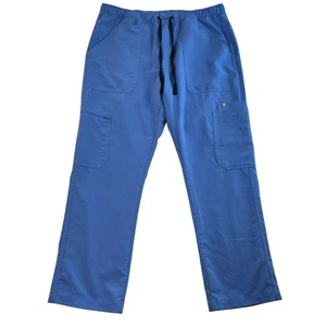 Figs LS Large Short Cairo Cargo Scrub Straight Leg Pants Ceil Blue Zip Button - Picture 1 of 17