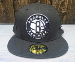 New Era NBA Brooklyn Nets On The Court 59FIFTY Fitted Hat 7¼ Black - Picture 1 of 4