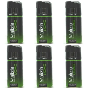 6 PEZZI - MALIZIA DEODORANTE SPRAY UOMO 150 ML VETYVER PROFUMO D'INTESA EDT - Foto 1 di 2