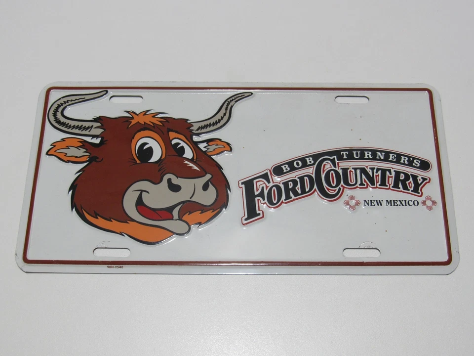 Vintage Bob Turner's Ford Albuquerque NM Metal Dealer Booster Plate Tag Promo - Image 1 of 1
