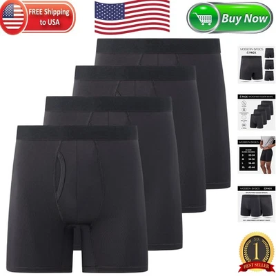 Starter Mens Boxer Briefs Active Performance Breathable Underwear 4-Pack Black - Image 1 of 4