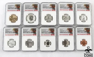 2018 USA Silver Reverse Proof 10 Coin Set 1st Day Issue NGC PF70 Reverse Proof - Picture 1 of 10