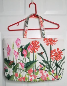 Estee Lauder Floral Birds & Butterfly Pattern Cotton Canvas Tote Beach Bag NWOT - Picture 1 of 5