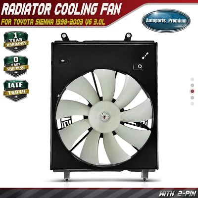 Ventilador de radiador único izquierdo con conjunto de cubierta para Toyota Sienna 1998-2003 V6 3,0 L Foto 1 de 4