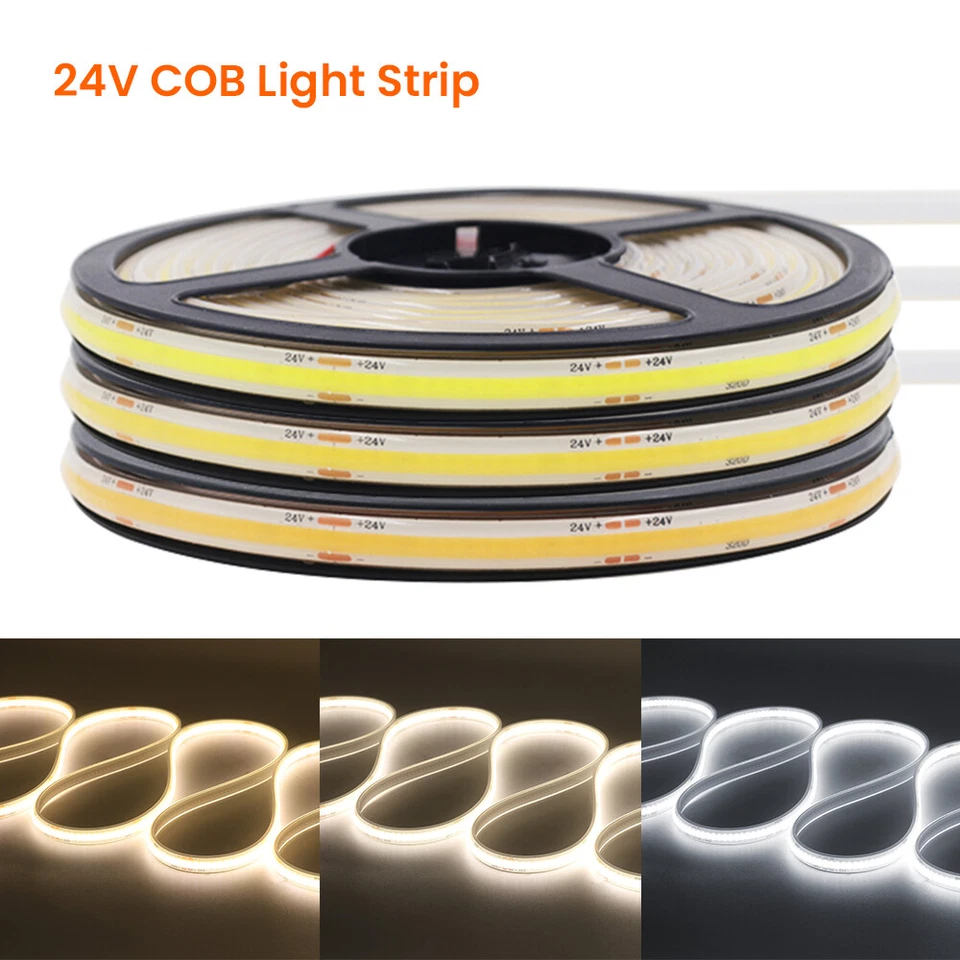 Светодиодная лента постоянного тока 24 В 480 Коб водонепроницаемая лента IP68 веревочный шкаф кухонный светильник - Изображение 1 из 4
