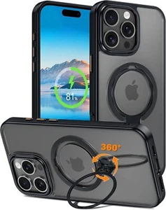 Compatible with iPhone 16 Pro Max Case 360 Rotatable Ring Holder Kickstand - Picture 1 of 8