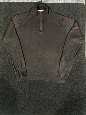 Geoffrey Beene Sweater Mens size XL / L knit black discolor ribbed 1/4 zip - Image 1 of 4
