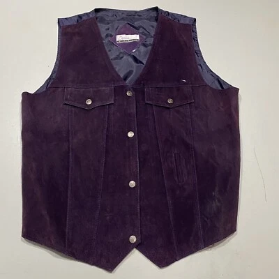 Vintage Southwestern Suede Leather Vest Deep Purple Diana Marco Woman’s: 14/16 - Image 1 of 4