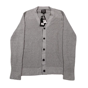 X RAY Cardigan Sweater Mens Large Grey Slim V-Neck Soft Button Down Ribbed - Picture 1 of 8