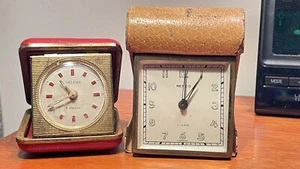 2 Vintage Renco Rensie Deluxe Germany Travel Alarm Clocks 7 Jewels - Picture 1 of 19