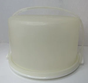 TUPPERWARE CLASSIC CAKE TAKER CARRIER 10" WITH WHITE HANDLE 683-2 Clean - Picture 1 of 7