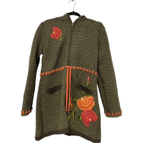 VETEMENTS Cabi Coatagan donna verde medio ricamato tasche lana nylon cappuccio chiusura zip