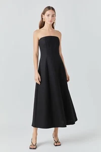 ENDLESS ROSE Whitney Linen Black Strapless Dress size M - Picture 1 of 10