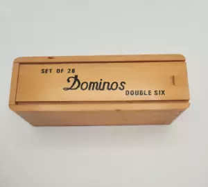 Dominoes Double Six Set of 28 Wooden Wood Vintage Box - Picture 1 of 24