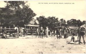 Earleville Maryland On the Sands White Crystal Beach Crowd Vintage Postcard - Picture 1 of 2