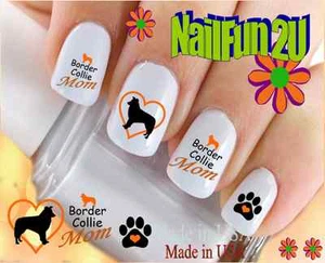 Nail Art 113B RAZZA CANE Border Collie MAMMA 2 WaterSlide Decalcomanie Unghie Trasferibili - Foto 1 di 2