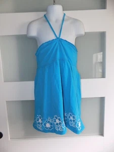 Justice Blue W/ White Flowers Halter Top Size 12 (M) Girl's - Picture 1 of 4
