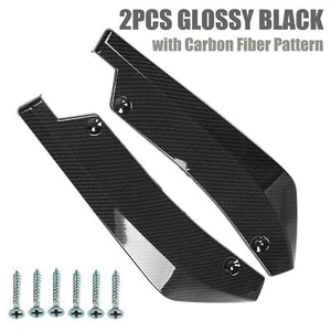 Carbon Fiber Black Rear Bumper Diffuser Side Fender Spoiler Lip Canard Protector - Picture 1 of 15