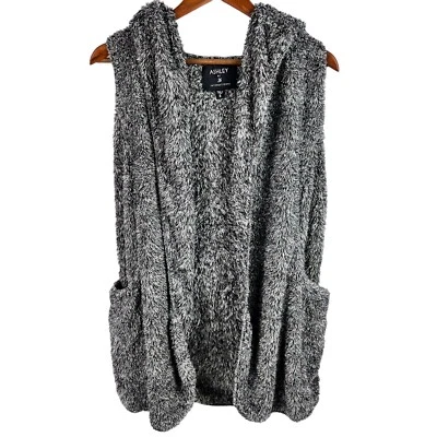 Ashley by 26 International Womens Size Small Long Hooded Open Cardigan Vest - Image 1 of 4