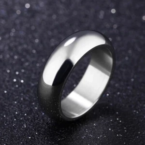 Mens Womens Silver Gold Plain Wedding Ring Band Stainless Steel 6mm Size 6-12 - Picture 1 of 8