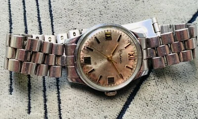 Reloj soviético temprano RAKETA números romanos PChZ hecho en URSS/Ракета con pulsera Foto 1 de 4